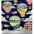 thumbnail image 1 of Soimoi Blue Rayon Crepe Fabric Bird & Air Balloons Holiday Printed Craft Fabric by the Yard 46 Inch Wide, 1 of 3