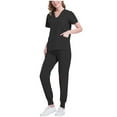 thumbnail image 1 of Daiosportswear Ensemble de Jogging Extensible à Col en V pour Femmes, Ensemble 2 Pcs pour Femmes Noir TG(TG), 1 of 6