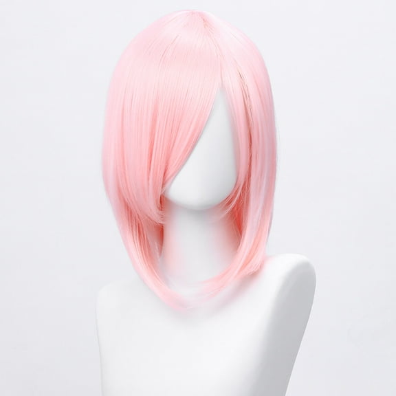 XmhyTop 14 Inch (40cm) Medium-Length Straight Cosplay Bob Wig -For Female, Light Pink