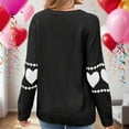thumbnail image 2 of Women Cute Heart Sweaters Long Sleeve Valentines Day Sweater Crew Neck Casual Ribbed Knit Pullover Top Black, L, 2 of 5