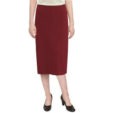 Women's Basic Modest 26" Below the Knee Length Midi Stretch Knit Straight Skirt