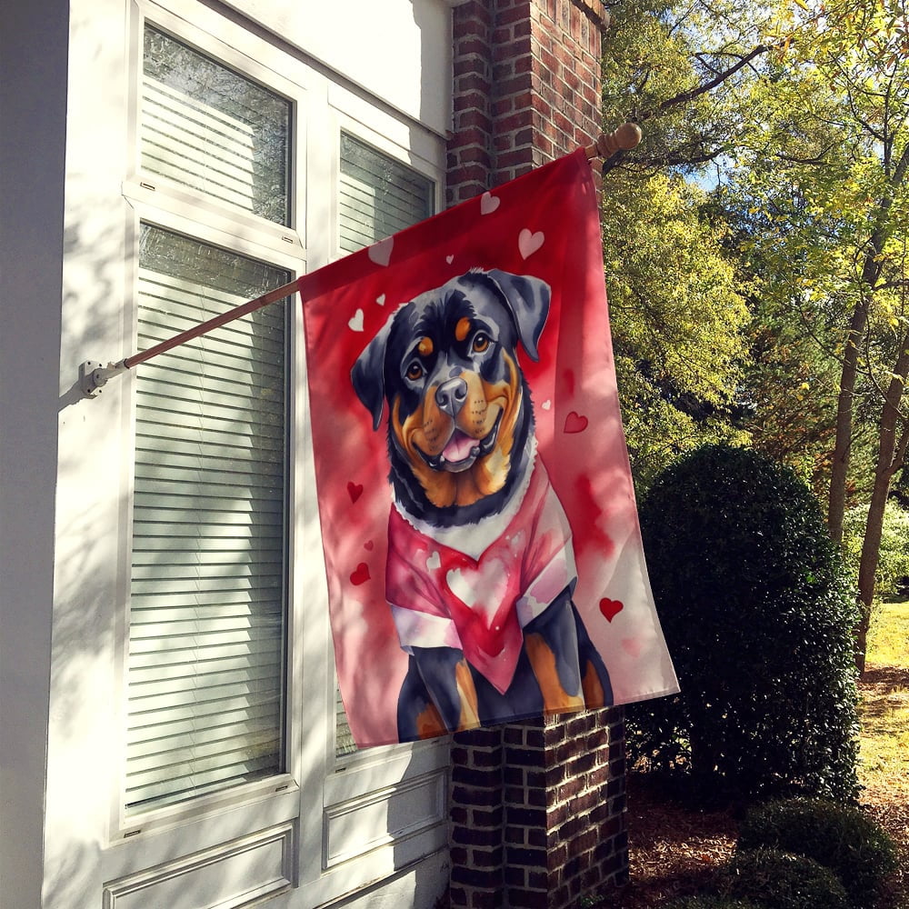 Rottweiler My Valentine House Flag 28 in x 40 in