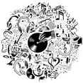 thumbnail image 2 of 35pcs Monochrome Stickers Stationery Stickers Musical Headphones Waterproof Graffiti Vinyl Music Stickers for Laptops Notebooks Suitcases, 2 of 9