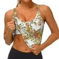 thumbnail image 4 of Haiem Ducks and Flowers Pattern Womens Sports Bra - U Neck Padded Low Impact Yoga Bra Workout Crop Top Gym Moisture-Wicking Workout Vest -X-Large, 4 of 9