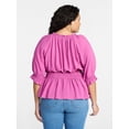 thumbnail image 2 of Terra & Sky Women’s Plus Smocked Waist Blouse, Sizes 0X-5X, 2 of 5