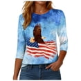 thumbnail image 6 of GEWSEY 3/4 Length Sleeve Womens Tops Casual Loose Fit Crewneck T Shirts Cute Solid Three Quarter Length Tunic Tops (Light Blue, L), 6 of 8