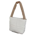 thumbnail image 1 of Bolso de mano de piel sintética para mujer, con diseño de rombos, con una sola correa, para exteriores, para caminar y hacer compras, color blanco, 1 of 5