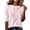 Pink, variant on Domzest Womens Half Sleeve Tops Lightweight Boho Floral Graphic Shirts Crew Neck Loose Fit Summer Fall Tunic Tops Black L