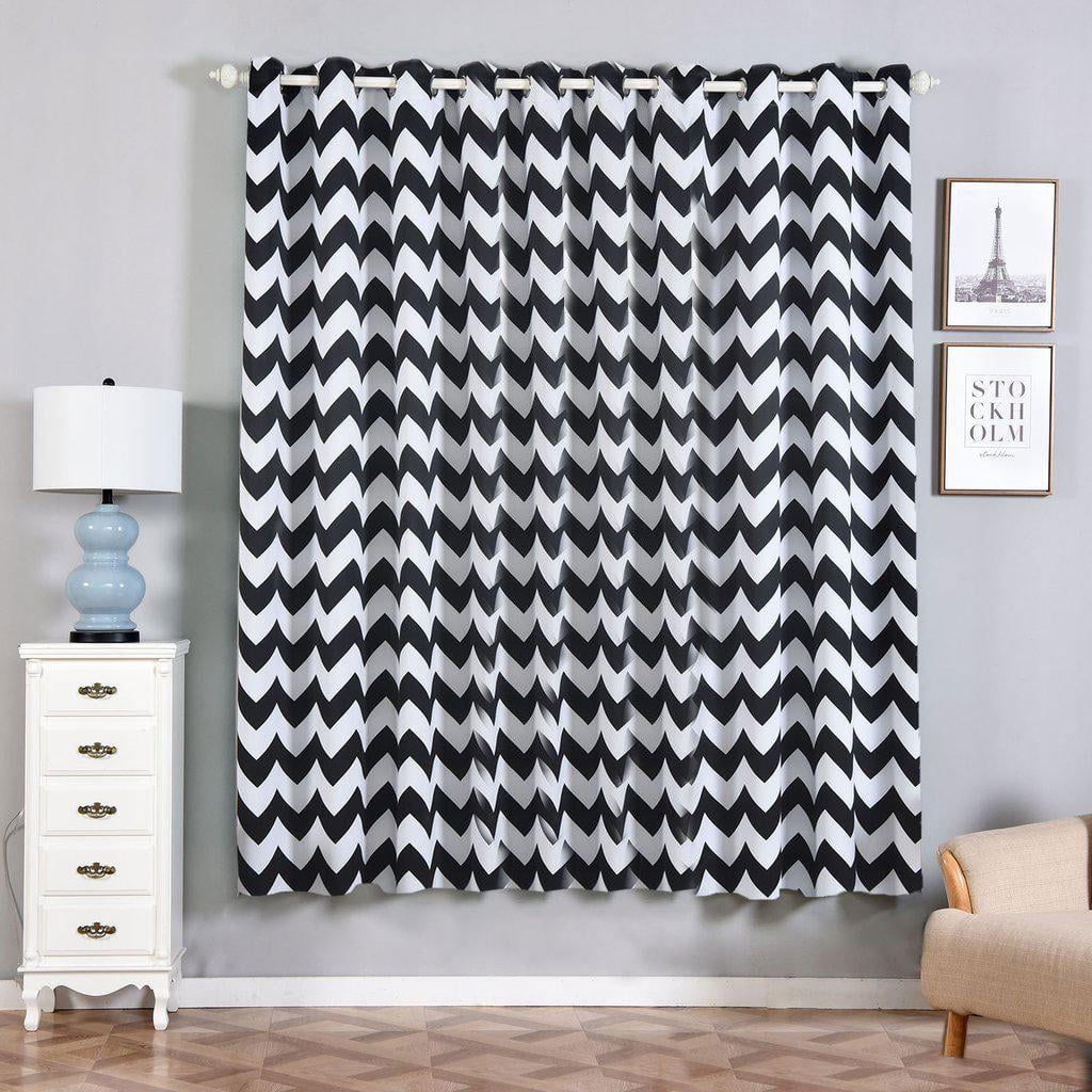 Chevron Blackout Curtains 2 Packs White and Black Chevron Curtains