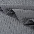 thumbnail image 2 of 3 PCS Squared Stitched Pinsonic Reversible All Season Bedspread Quilt Coverlet Oversize Queen Size Grey Color, 2 of 6