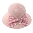 thumbnail image 1 of Sombrero de pescador con lazo para mujer, de circunferencia de 56 a 58 cm, con protector solar de verano, de ala grande, de paja, para exteriores, 1 of 5