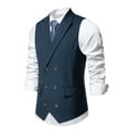 thumbnail image 4 of hopeusnice Men's Irregular Design Suit Vests Business Vests Slim Fit Single Breasted Waistcoat with Buttons Navy XL, 4 of 9