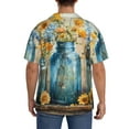 thumbnail image 3 of Gukieu Rustic Blue Vase Blossoms Print Men's Short-sleeved Shirts, Button-down Pocket Shirts, T-shirts, Beach Vacation Travel Summer Clothing-3X-Large, 3 of 5