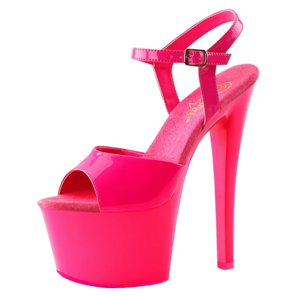 clear pink platform heels