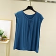 thumbnail image 2 of Annhoo Pajama Tops for Women Loose Pleated Solid Color Crewneck Short Sleeve Shirts Casual Clothes, 2 of 6