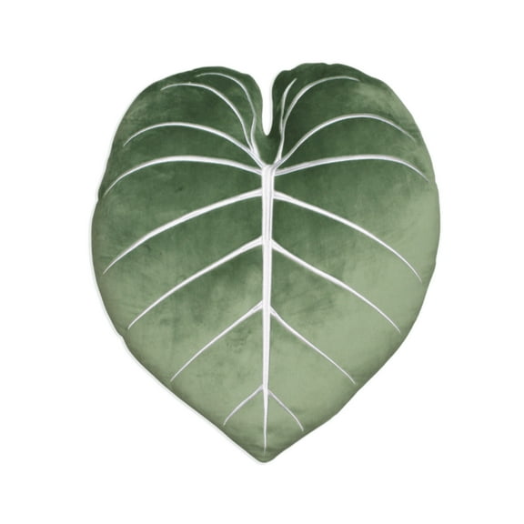 Philodendron Gloriosum Leaf Pillow - Moody Green