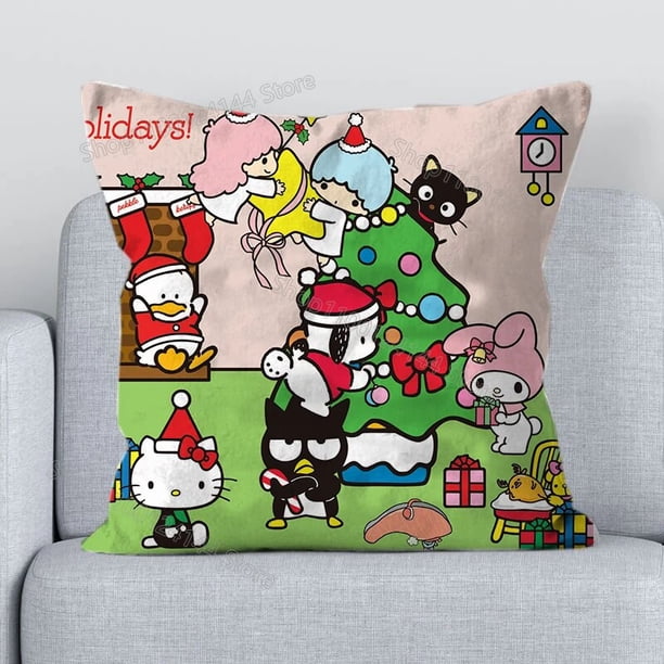 Sanrio-fundas de cojín de Hello Kitty para decoración del hogar, fundas de almohada cortas de felpa para el día de Navidad, sala de estar, sofá de dibujos animados, regalo