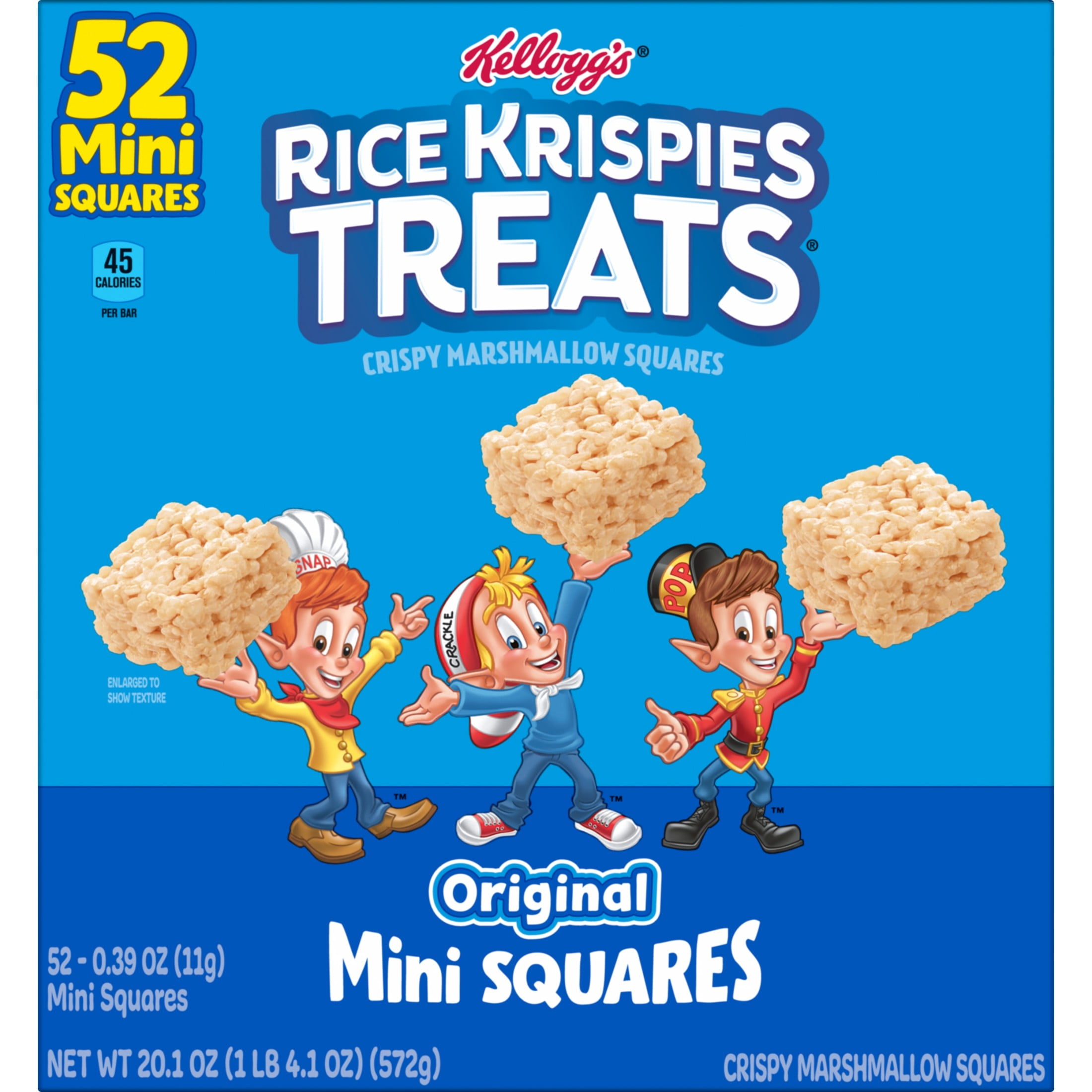 (4 pack) Rice Krispies Treats Original Chewy Mini Crispy Marshmallow Squares, Kids Snacks, 20.1 oz, 52 Count