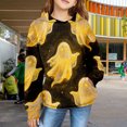 thumbnail image 2 of YunPes Unisex Kids Hoodie Boys Girls Waffle Textured Sweatshirt Cute Ghost Print Long Sleeve Hooded Pullover Spring Fall Clothes, 2 of 7