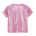 thumbnail image 5 of inhzoy Girls Boys Shiny Metallic Modern Dance Jazz Top Short Sleeve Shirt Dancewear,Sizes 3-16 Rose Red 6-7, 5 of 5