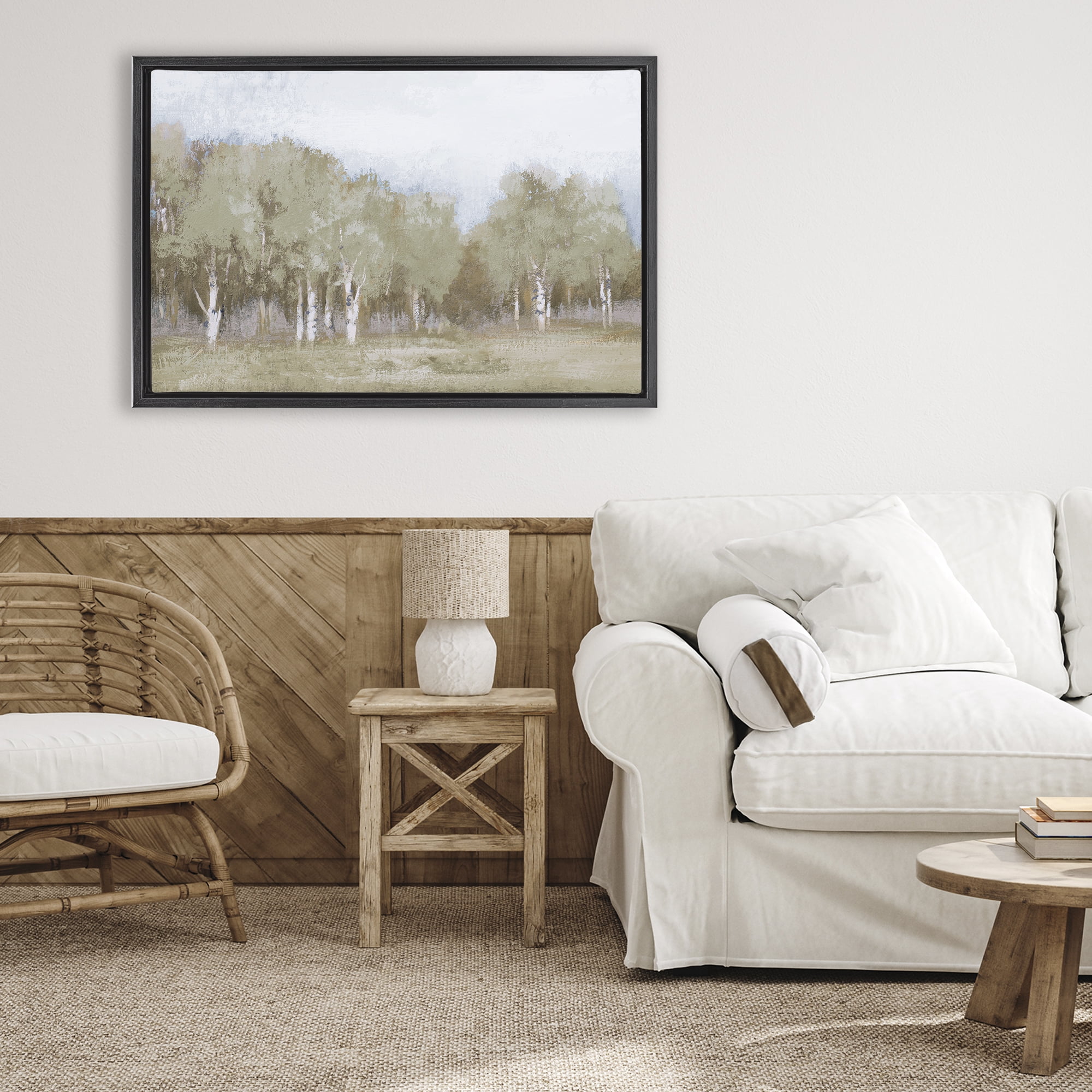 Stupell Industries Autumn Greens Tranquil Trees Black Framed Floater Canvas Wall Art, design by Michael Marcon