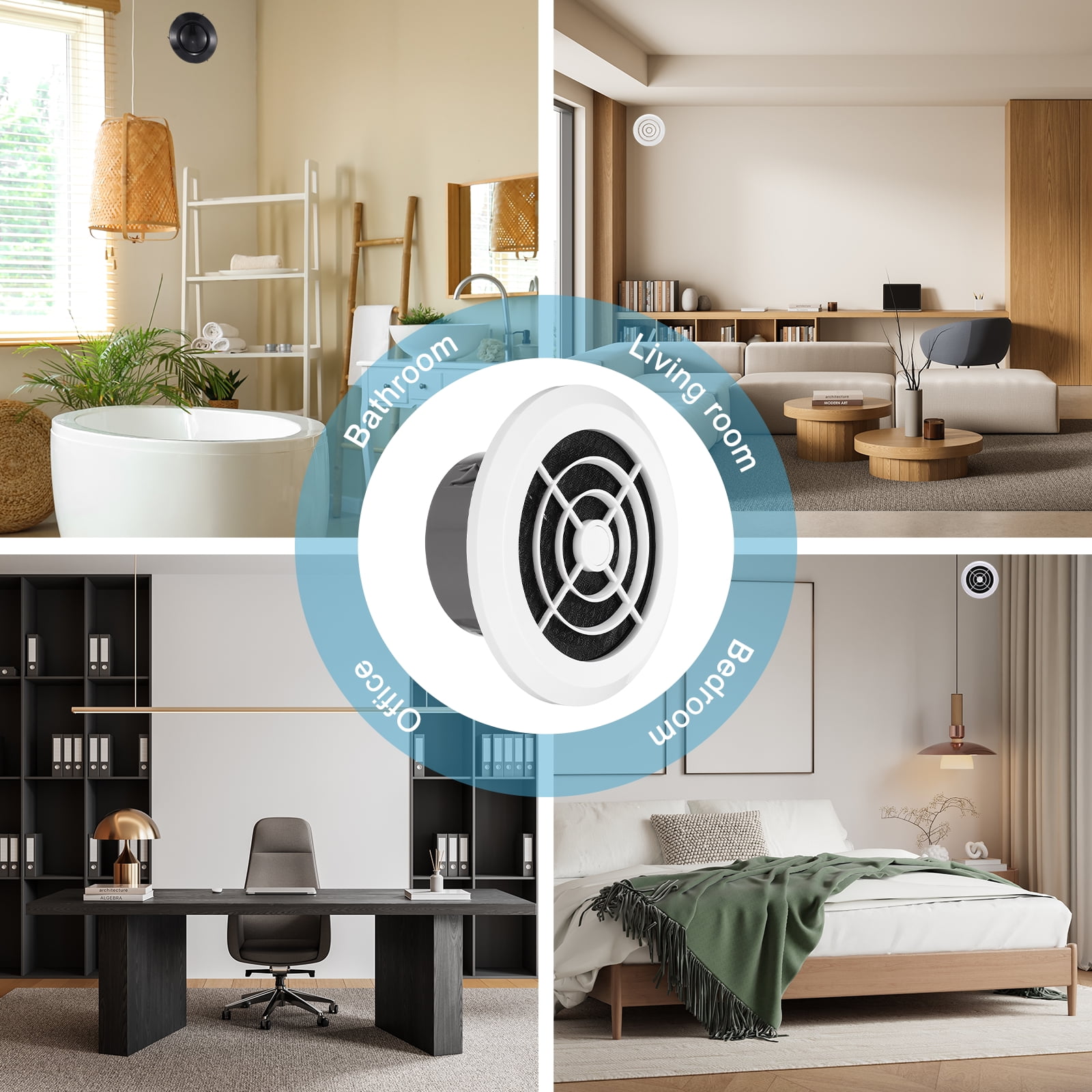 Uxcell 4 Inch Round Air Vent Cover, ABS Air Diffuser Ceiling Vent Covers, Black/White