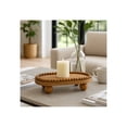thumbnail image 2 of Tray for House and Coffee Table Decor - Elevated Wood Tray with Round Ball Feet for Centerpiece Table Decorations - Rustic Home Accent Perfect as Trinket, Jewelry, or Bathroom Vanity Tray - 4" Brown, 2 of 11