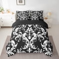 thumbnail image 3 of Manfei Retro Damask Jacquard 7-Piece Twin Bedding Sets,Baroque Flower Floral Bedding Comforter Set,White Black Sheet Sets For Adult,Super Cozy Room Decoration Reversible, 3 of 9