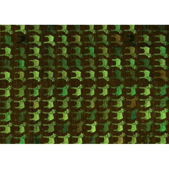 Ahgly Company Indoor Rectangle Abstract Green Modern Area Rugs, 7' x 10'