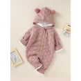 thumbnail image 5 of Bagilaanoe Newborn Baby Girl Boys Knit Jumpsuit Sweater Long Sleeve Fleece Lined Hooded Bodysuit 3M 6M 12M 18M Infant Winter One Piece Romper, 5 of 8
