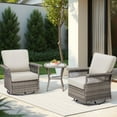 thumbnail image 3 of Lumiinofami 3 Piece Patio Bistro Sets, Outdoor Conversation Furniture Sets with Beige Cushions, PE Wicker Rocking Swivel Glider Chairs and Side Table Sets for Deck Garden Porch, 3 of 10