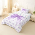 thumbnail image 2 of Erosebridal Cute Bowknot Twin Comforter Sets for Girls, Purple Ribbon Bedding Set, Colorful Stars Reversible, 1 Comforter and 1 Pillowcase, 2 of 6