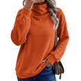 thumbnail image 2 of Sweatshirts for Women Puff Sleeve Relaxed Fit Casual Pullover with Front V Fall Versatile Comfy Tops Saffron S, 2 of 8