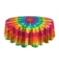 thumbnail image 5 of Colorful Rainbow Tie Dye Spiral Pattern Round Tablecloth 60"x60",Wrinkle Wipeable Table Cloth for Kitchen Dining Room Picnic Patio Party, 5 of 6