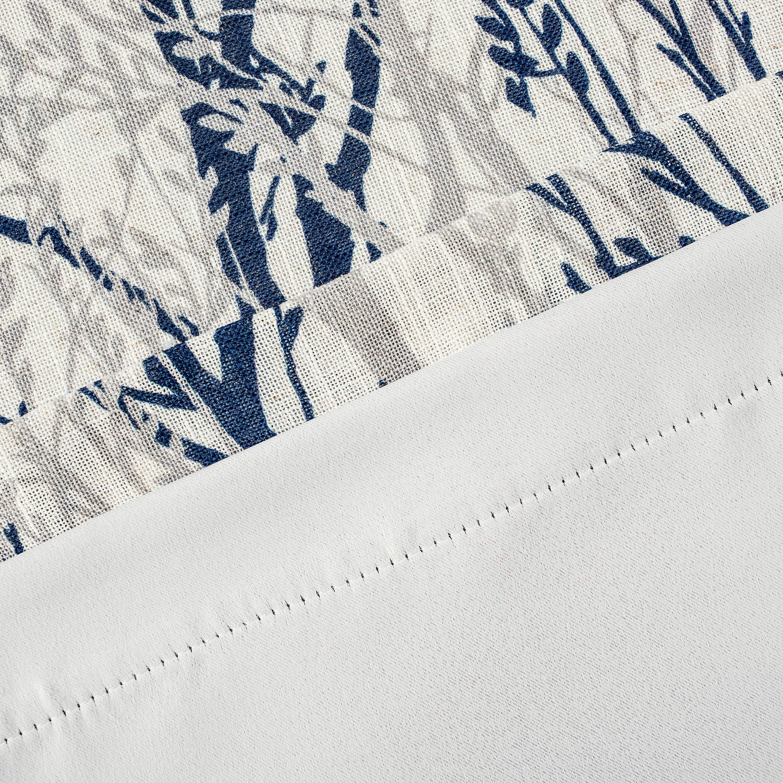 DriftAway Tree Branch Linen Blend Abstract Ink Printing Lined Thermal Insulated Window Curtain Valance Rod Pocket 52 Inch by 18 Inch Plus 2 Inch Header Blue