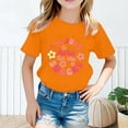 thumbnail image 2 of Curuila Kid Girls Tops Letter Print Crew Neck Short Sleeve Tee Summer Casual Loose T Shirt Orange Size 4-6 Years, 2 of 4