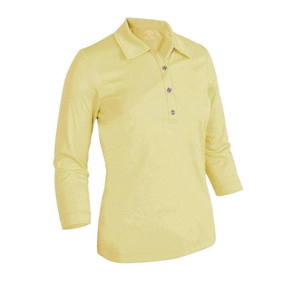 Monterey Club Women's Floral Emboss Texture 3/4 Sleeve Golf Polo Shirt #2097