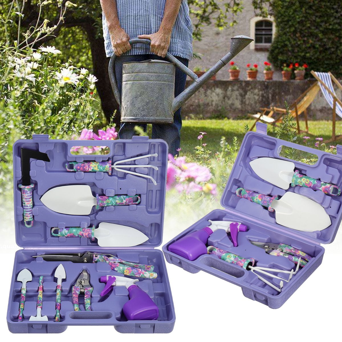 5/10pcs Patio Garden Gardening Hand Tool Kit Set Carrying Case Stylish Gift Lady 