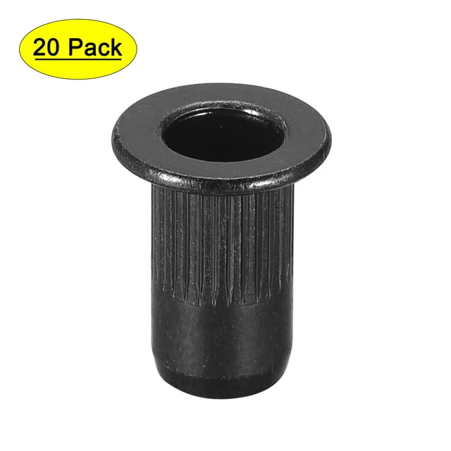Unique Bargains Écrous de Rivets M4 Acier au Carbone Zincé Tête Plate Filetée Écrou Noir 20 Pcs