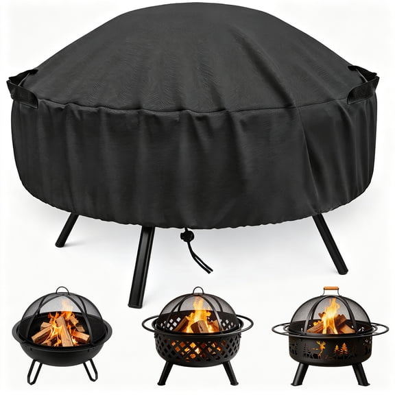 38 Inch Round Fire Pit Cover, 420D Oxford Fire Bowl Cover for Outside Circular Fire Pit, Outdoor Protector Cover for Round Fire Pit