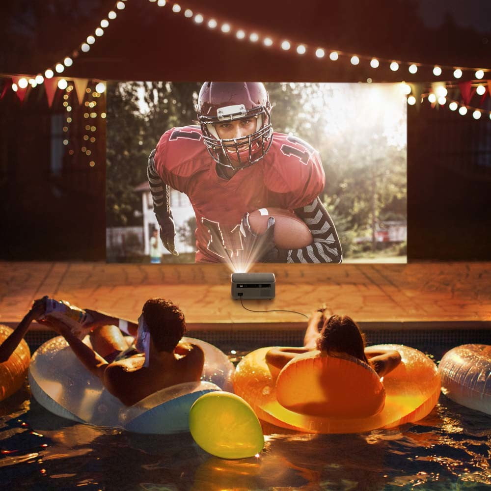 Yaber - Buffalo U6 5G Wi-Fi Smart Gaming Portable Projector,1080P, High Color Quality Beamer Wireless Cast, Screen Mirroring, 4-Point Keystone Correction - Dark Gray