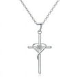 thumbnail image 1 of Xiao Hua Collar de plata de ley 925 con cruz de cristal de circón, ideal como regalo para hombres y mujeres., 1 of 3
