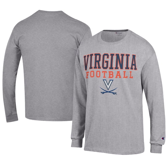 Men's Champion  Gray Virginia Cavaliers Football Jersey Long Sleeve T-Shirt