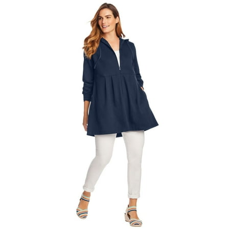 Woman Within Women's Plus Size French Terry Swing Jacket Color: Navy Size: 4X