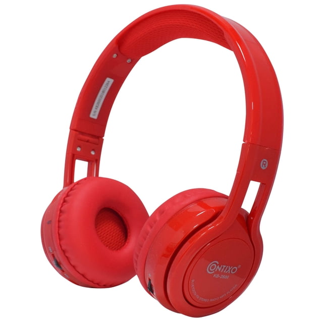 Contixo Kid Safe 85dB On Ear Auriculares inalámbricos plegables Bluetooth KB-2600 Rojo