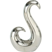 WHW Eternity Rising Wave Sculpture, 8.3 Inch, Silver Stoneware, Decorative Modern Art