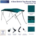 thumbnail image 2 of SavvyCraft® 4 Bow Boat Bimini Top with Aluminum Frame & Canvas, 8ft L x 54in H x 79-84in W Teal, 2 of 8