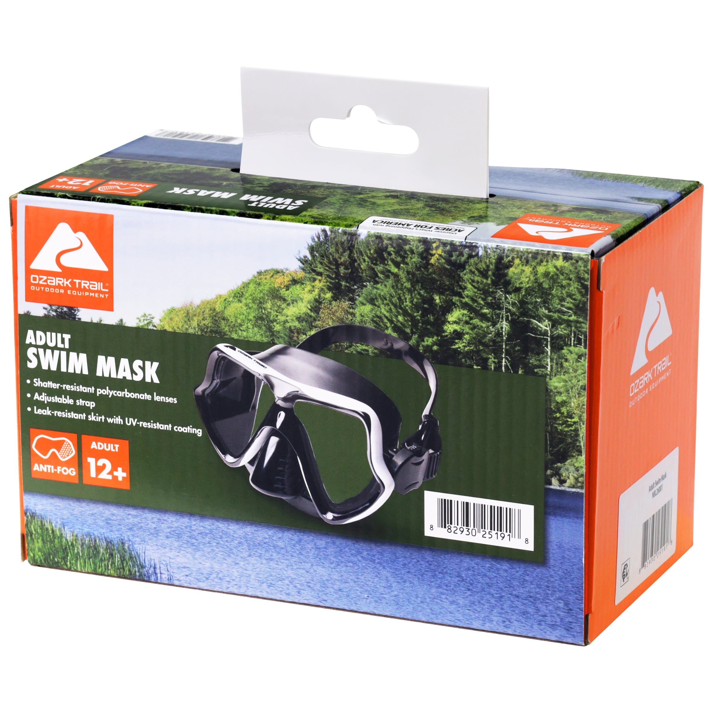 Ozark Trail Adult Swim Mask with Shatter-Resistant Polycarbonate Lenses and Adjustable Strap
