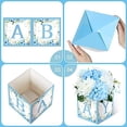 thumbnail image 5 of 6 Pcs Baby Shower Centerpieces for Table Baby Shower Flower Boxes Gender Reveal Party Favor Block Holder Rustic Table Display with Letters for Boy Neutra(Blue,Blue Floral), 5 of 7