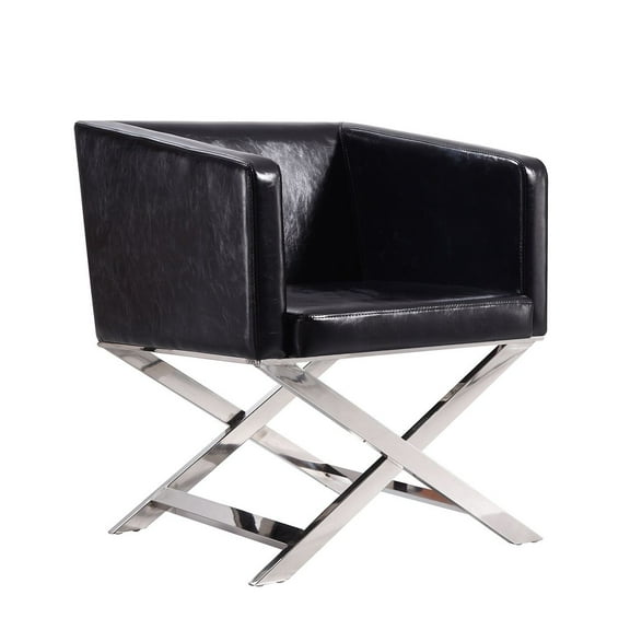 Manhattan Comfort HollyWood Faux Leather Accent Lounge Chair in Black